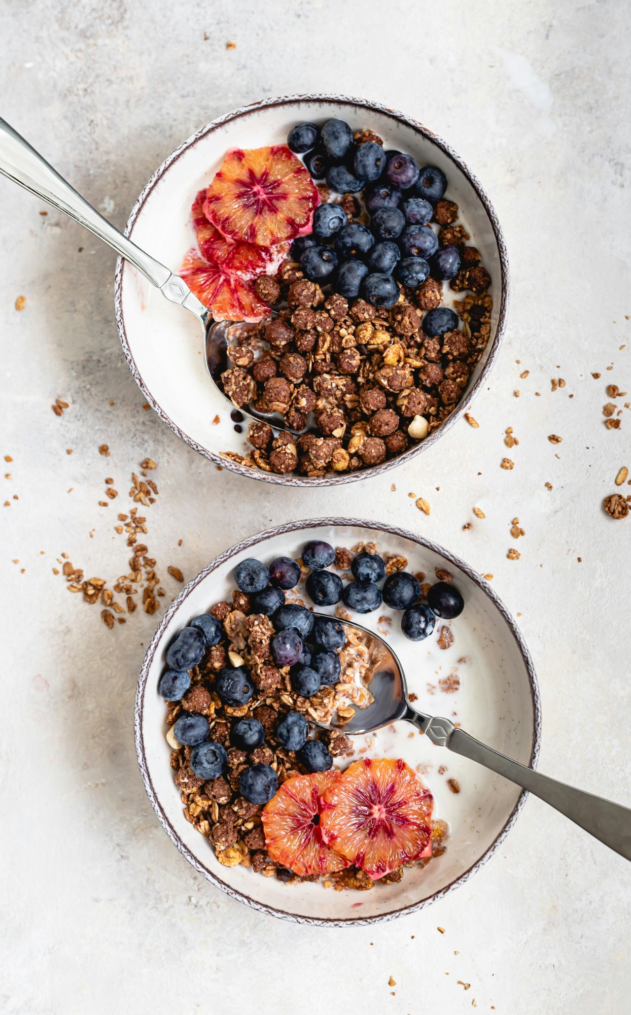Healthy granola bowl with blueberries